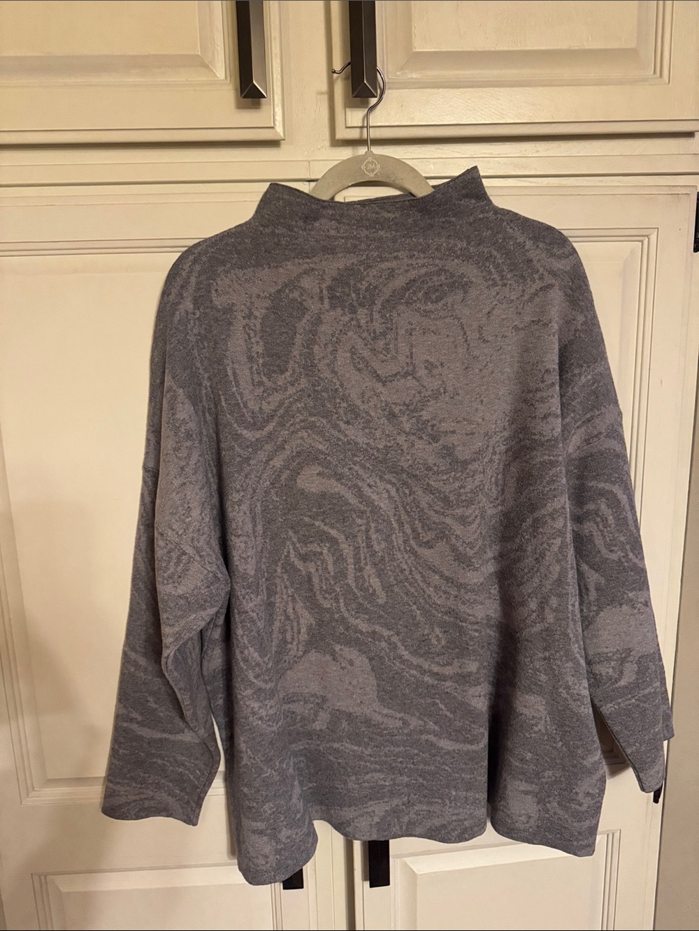 Christian Siriano Gray Marbled Crewneck Sweater